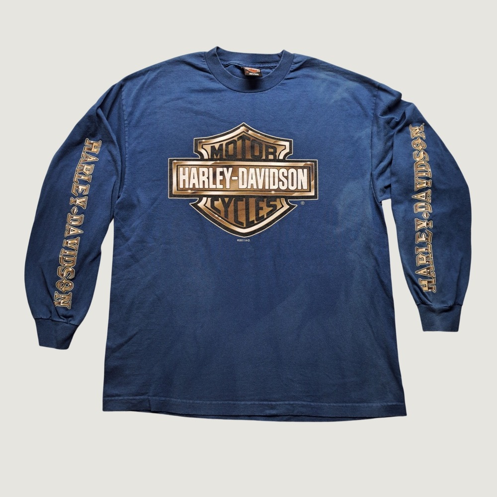 Harley-Davidson Long Sleeve T-Shirt Men XL Blue Good 2011 California Graphic
